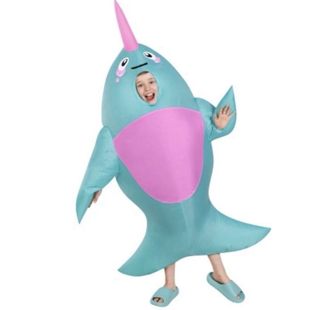Child  Morph Costumes Inflatable NARWHAL Halloween Costume OSFM Blow Up NWT